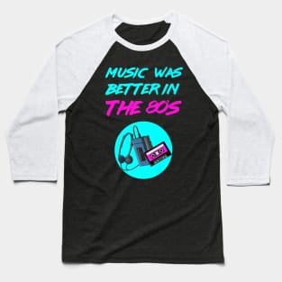 80s Music Casette Tape Neon Baseball T-Shirt